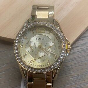 Fossil Riley 'Boyfriend' Gold tone Watch NWT ES - 3203